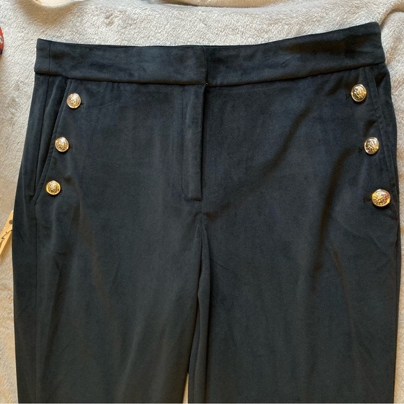 Maison D'Amelie Black Velour Straight Leg Sailor Trousers with Gold Buttons - Picture 8 of 12